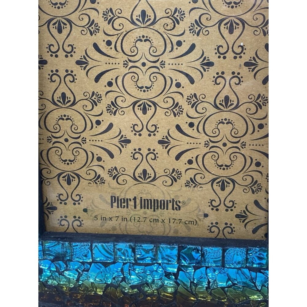 Pier 1 Imports Turquoise Mosaic Iridescent Glass Picture Frame For 5x7 Photo - Picture 5 of 16